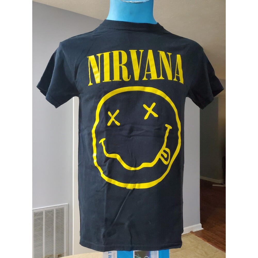 Nirvana  T Shirt Black Official Authentic Nirvana Smiley T Shirt SMALL